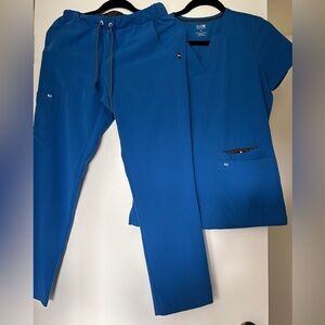 Koi Women’s Bold Blue Pants (XS Petite) and Scrub(S)